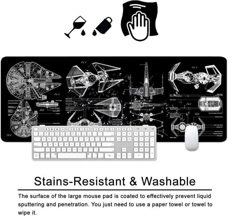 T TOPLAY Black Gaming Mouse Pad Large Mouse Pad XL Desk Mat 31.5x11.8x0.12 inch Large Desk Pad Design Keyboard Pad (Design -6) - Image 3